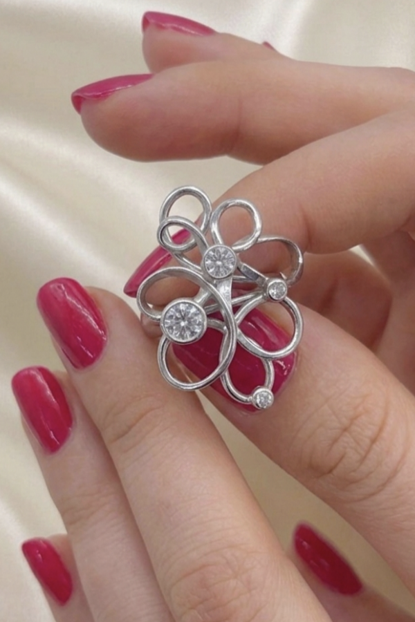 Çiçek Motif Gümüş Yüzük Serisi 