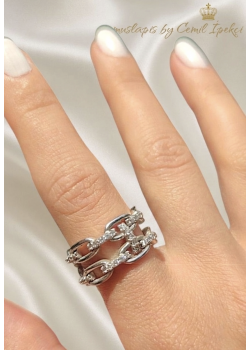 Zincir Motif Gümüş Yüzük Serisi