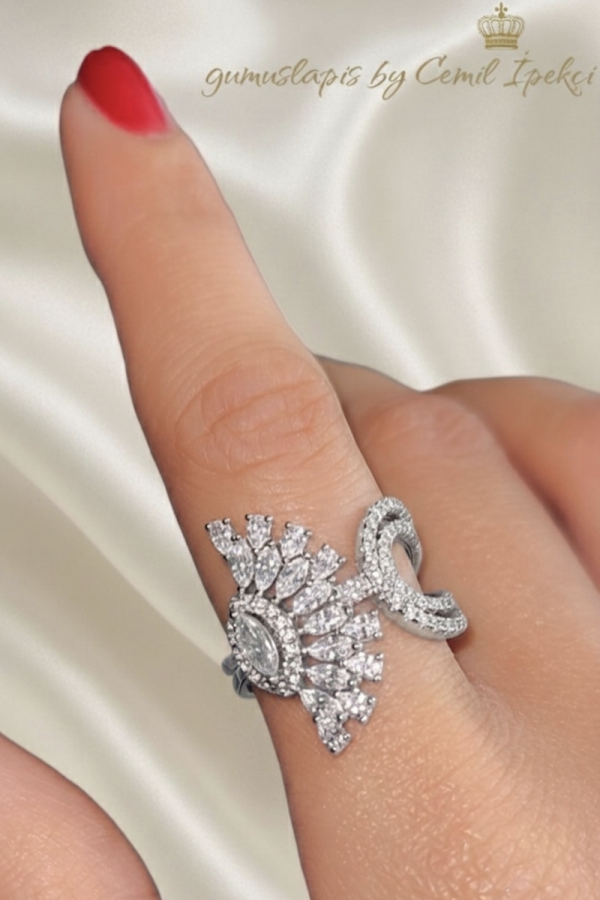 Yelpaze Motif Gümüş Yüzük Serisi