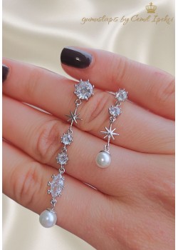 Takma Yeri Gümüş Diğer Yerleri Çelik İncili Küpe Çifti 