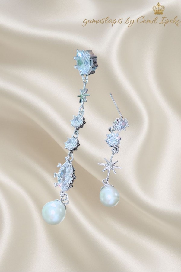 Takma Yeri Gümüş Diğer Yerleri Çelik İncili Küpe Çifti 