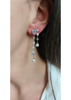 Takma Yeri Gümüş Diğer Yerleri Çelik İncili Küpe Çifti 