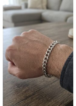 Klasik Zincir Motif Taşsız Cerrahi Çelik Bileklik