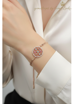 Yaşam Çiçeği Motif Gümüş Bileklik