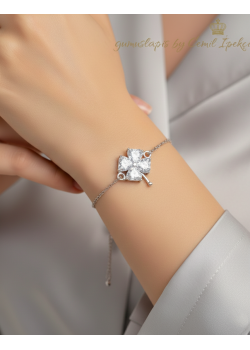 Yonca Motif Gümüş Bileklik 