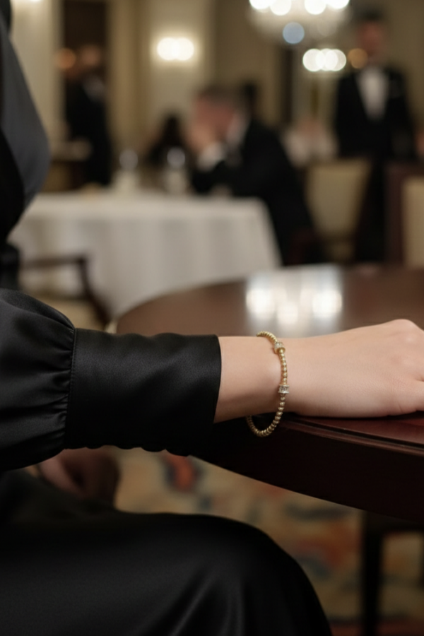 Baget ve Dorika Topları ile Süslü Gümüş Bilezik 