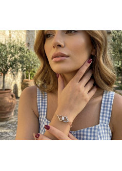 Elmas Montür Kalp Motif Gümüş Bileklik 