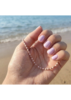 Açık Pembe ile Rose Kaplama Toplarla Süslü Gümüş Halhal Açık Pembe ile Rose Kaplama Toplarla Süslü Gümüş Halhal