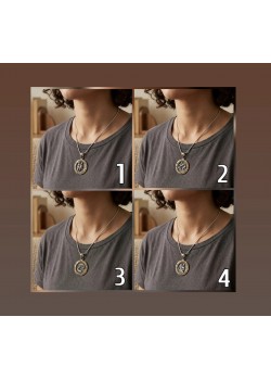 İki Renk Burç Motif Gümüş Kolye Serisi