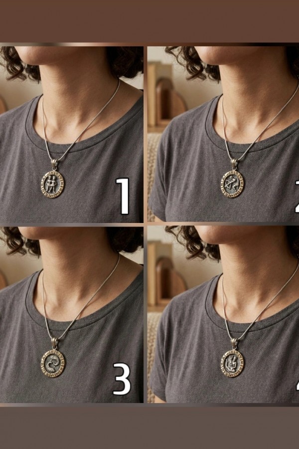 İki Renk Burç Motif Gümüş Kolye Serisi