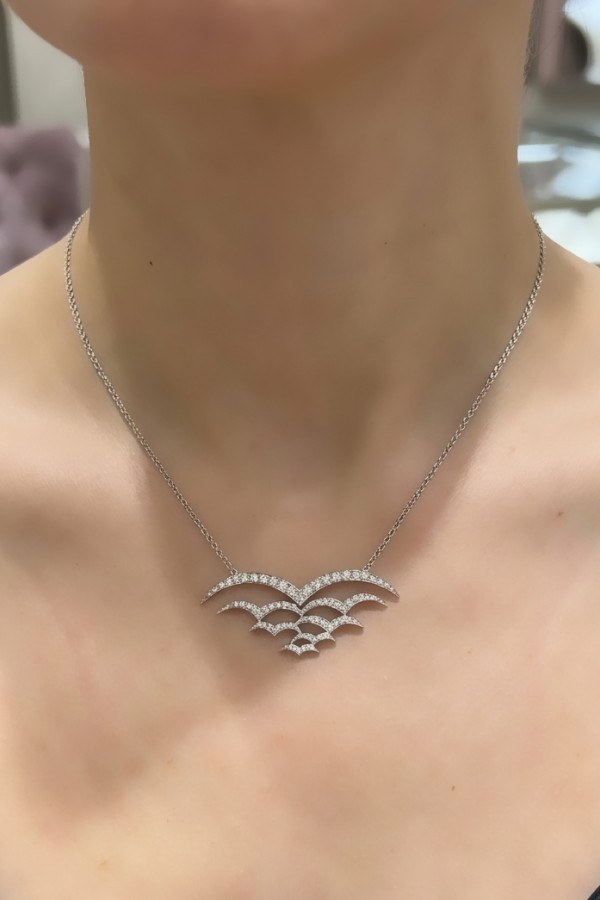 Çoklu Martı Motif Gümüş Kolye