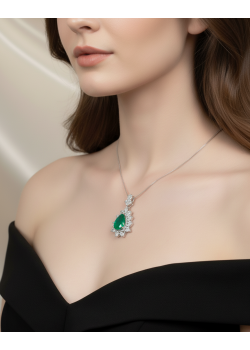Zümrüt Taşlı Gümüş Deep Kolye 