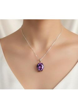 Alexanderite Taşlı Gümüş Tasarım Kolye Ucu 