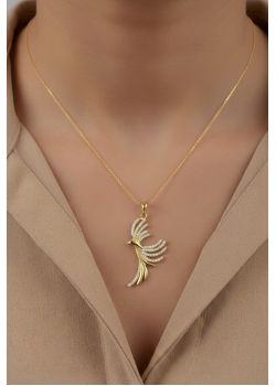 Kuş Motif Gümüş Kolye 