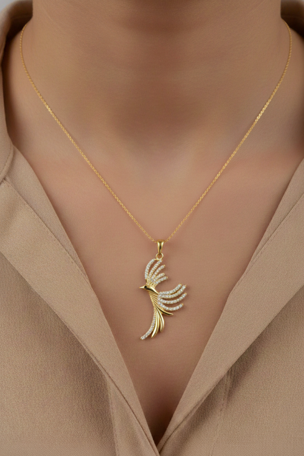 Kuş Motif Gümüş Kolye 