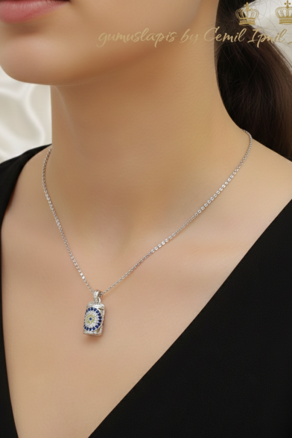 İçi Dualı Nazar Boncuklu Gümüş Kolye Ucu