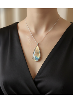 Golden shine labradorit taşlı gümüş kolye ucu