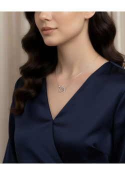 Satürn Motif Renkli Taşlı Gümüş Kolye