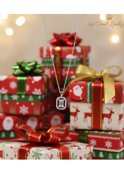 Tek Baget Laboratuvar Pırlantası Taşlı Gümüş Kolye