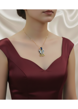 Safir ve İnci Taşlı Gümüş Kolye