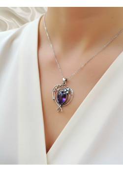 Ametist ve İnci Taşlı Gümüş Kolye Ucu