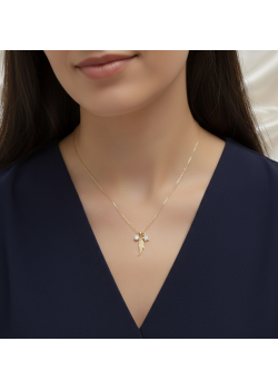 Yıldız Tüy ve Tektaş Motif Gümüş Kolye 