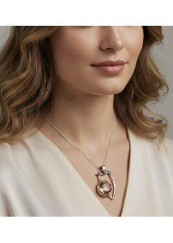 Bastnasite Taşlı Tasarım Gümüş Kolye Ucu 