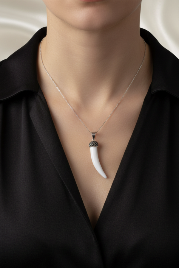 Sedefli Fildişi Gümüş Kolye Ucu