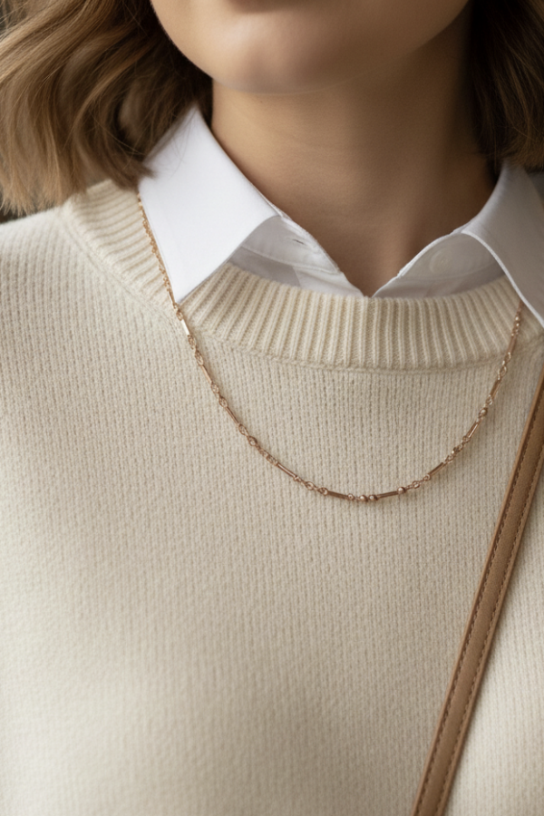 Dorika Topları ile Süslü Gümüş Zincir Kolye 