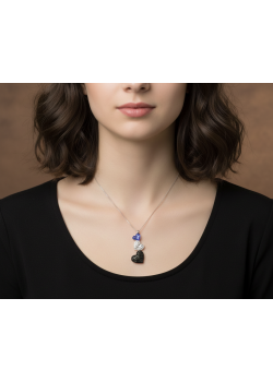 Üç Kalp Motif Gümüş Kolye