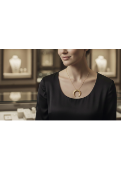 Ters Ay Motif Taşsız Rose Kaplama Gümüş Kolye