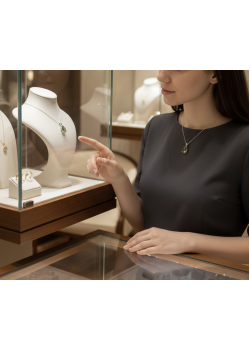 Renk Değiştiren Taşlı Damla Motif Gümüş Kolye