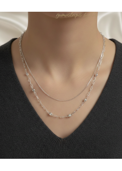 Kendinden İkili Gümüş Zincir Kolye