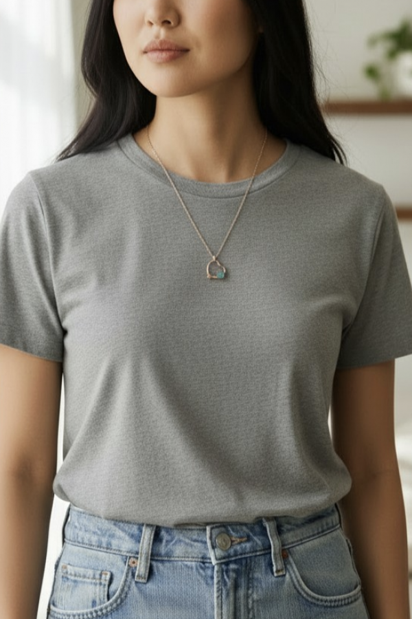 Kalp ve Yüzük Motif Gümüş Kolye