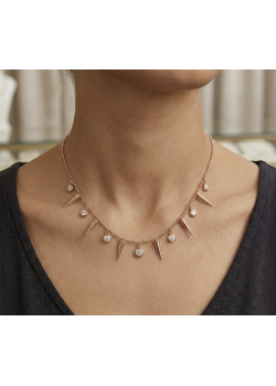 Çubuk ve Taş Motif Yarım Suyolu Gümüş Kolye