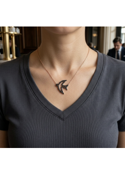 Onix Taşlı Martı Motif Gümüş Kolye