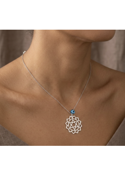 Anahata Kalp Çakrası Motif Gümüş Taşsız Kolye