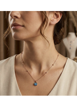 Ucu Mini Camgöz Kenarları Toplu Gümüş Zincir Kolye