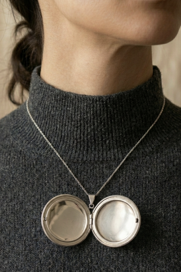 Yuvarlak Motif Taşsız İçi Açılan Madalyon Kolye Ucu