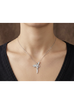 Anka Kuşu Motif Gümüş Taşlı Kolye