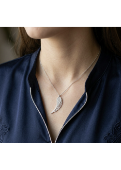 Tek Kanat Motif Gümüş Kolye