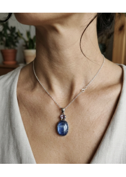 Kyanit ve Ametist Taşlı Gümüş Kolye Ucu