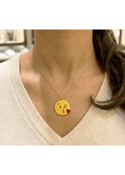 Emoji Motif Gümüş Kolye
