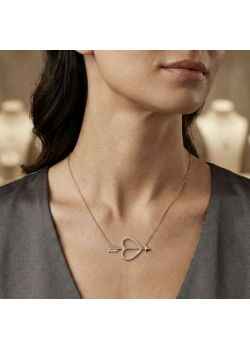 Kalp ve Ok Motif Gümüş Kolye