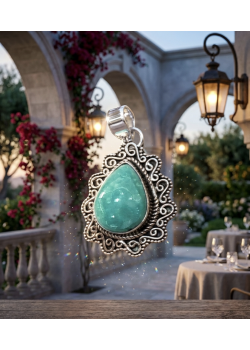 Aventurin Taşlı Gümüş Kolye