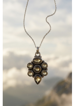 Sitrin Taşlı Çoklu Gümüş Kolye