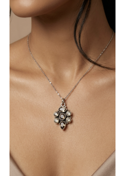 Sitrin Taşlı Çoklu Gümüş Kolye