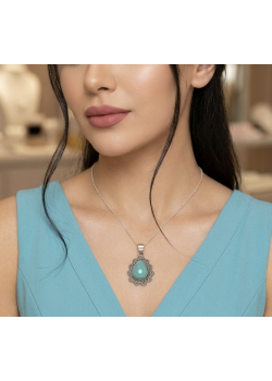 Aventurin Taşlı Gümüş Kolye