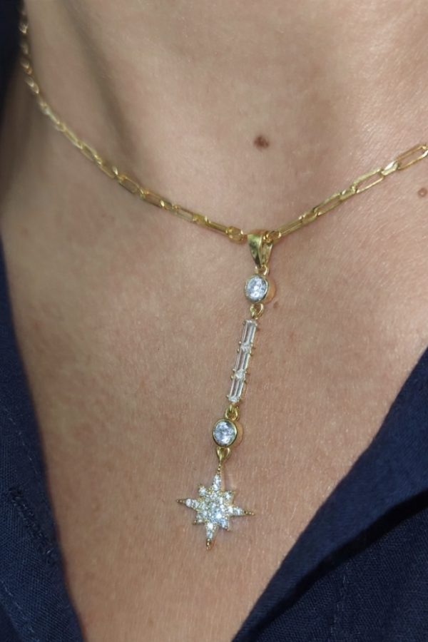 Kutup Yıldızı Motif Gümüş Kolye 