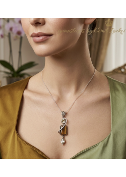 Kaplangözü ve Sitrin Taşlı Gümüş Kolye Ucu